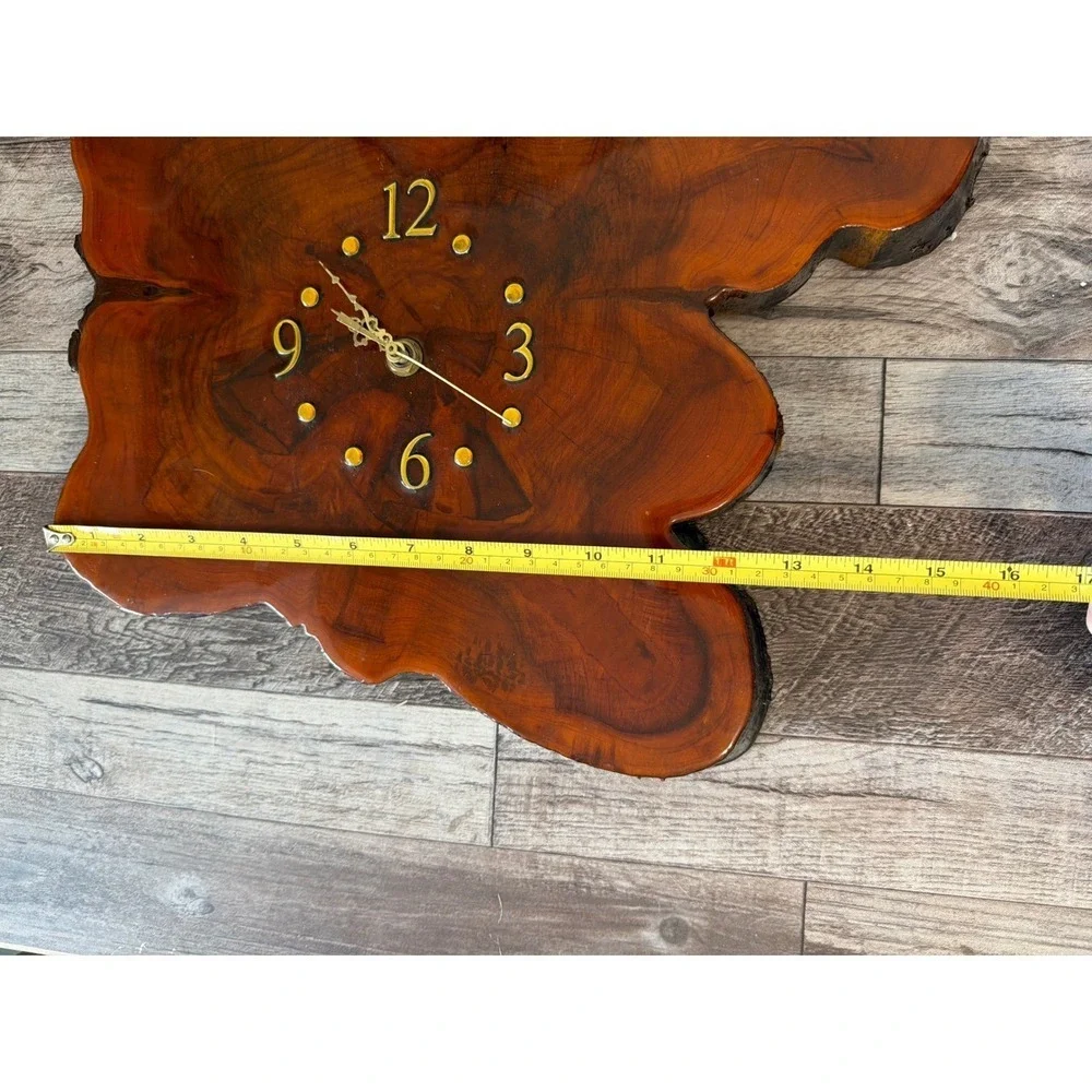 Vintage Live Edge Wood Clock Large Natural Slab Timber Wall Decor Project Repair